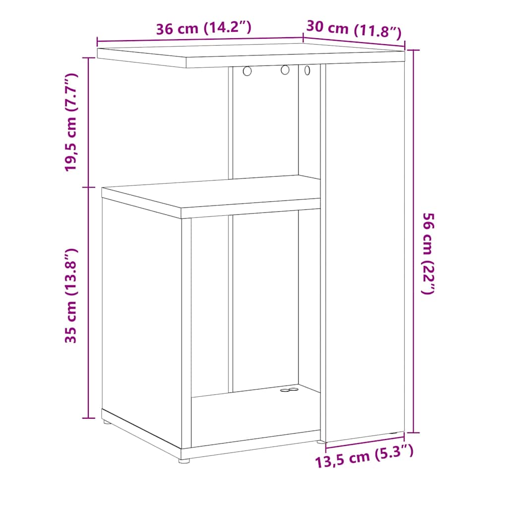vidaXL Side Table Old Wood 36x30x56 cm Engineered Wood