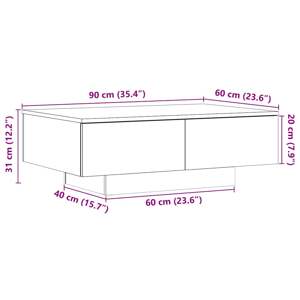 vidaXL Coffee Table Old Wood 90x60x31 cm Engineered Wood