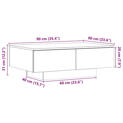 vidaXL Coffee Table Artisan Oak 90x60x31 cm Engineered Wood