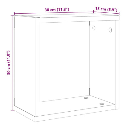 vidaXL Wall Cube Shelves 2 pcs Artisan Oak 30x15x30 cm Engineered Wood