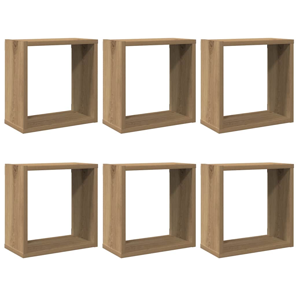 vidaXL Wall Cube Shelves 6 pcs Artisan Oak 30x15x30 cm Engineered Wood