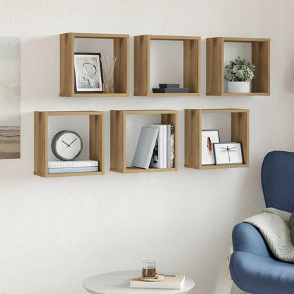 vidaXL Wall Cube Shelves 6 pcs Artisan Oak 30x15x30 cm Engineered Wood