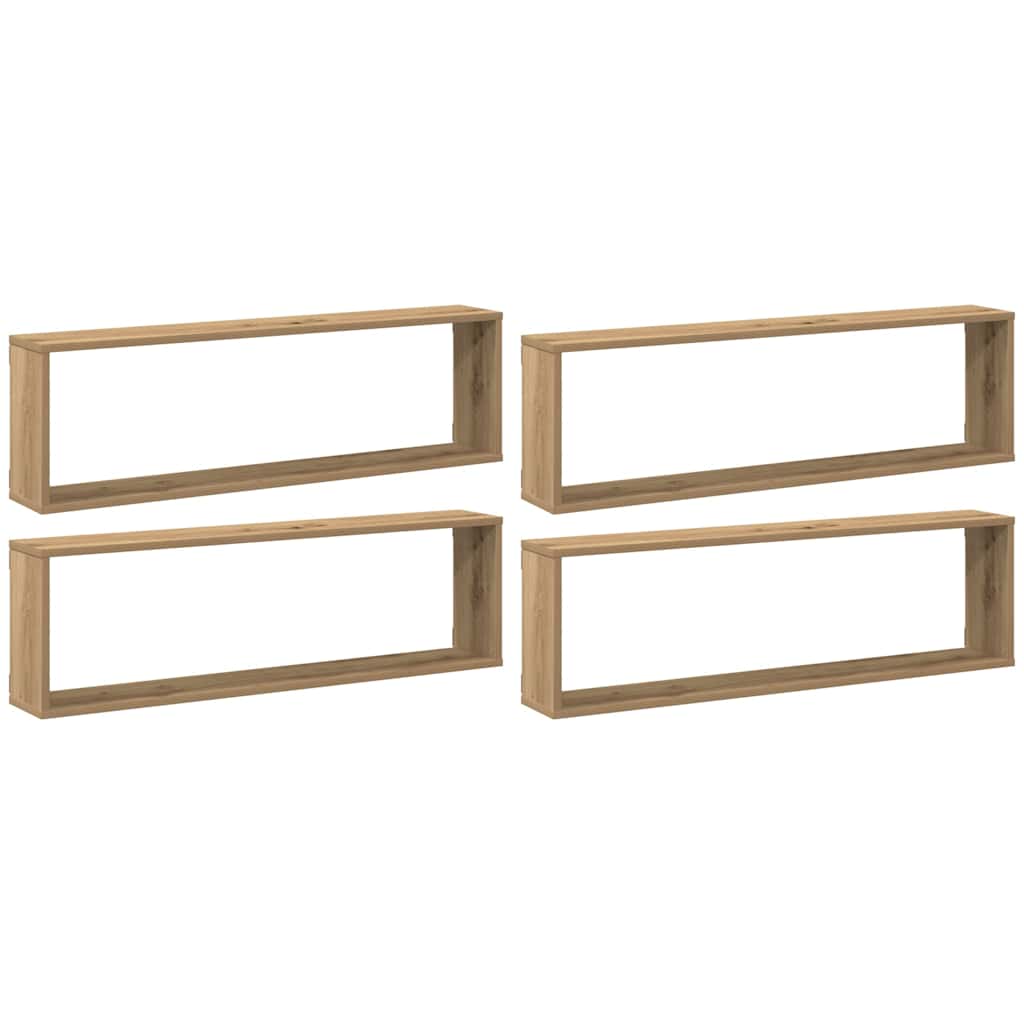 vidaXL Wall Cube Shelves 4 pcs Artisan Oak 100x15x30 cm Engineered Wood