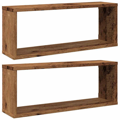 vidaXL Wall Cube Shelves 2 pcs Old Wood 60x15x23 cm Engineered Wood