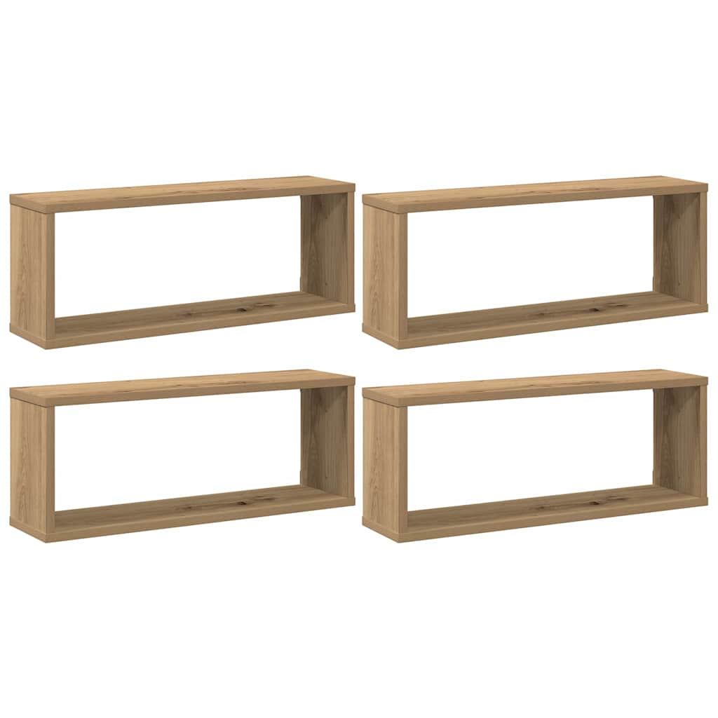 vidaXL Wall Cube Shelves 4 pcs Artisan Oak 60x15x23 cm Engineered Wood