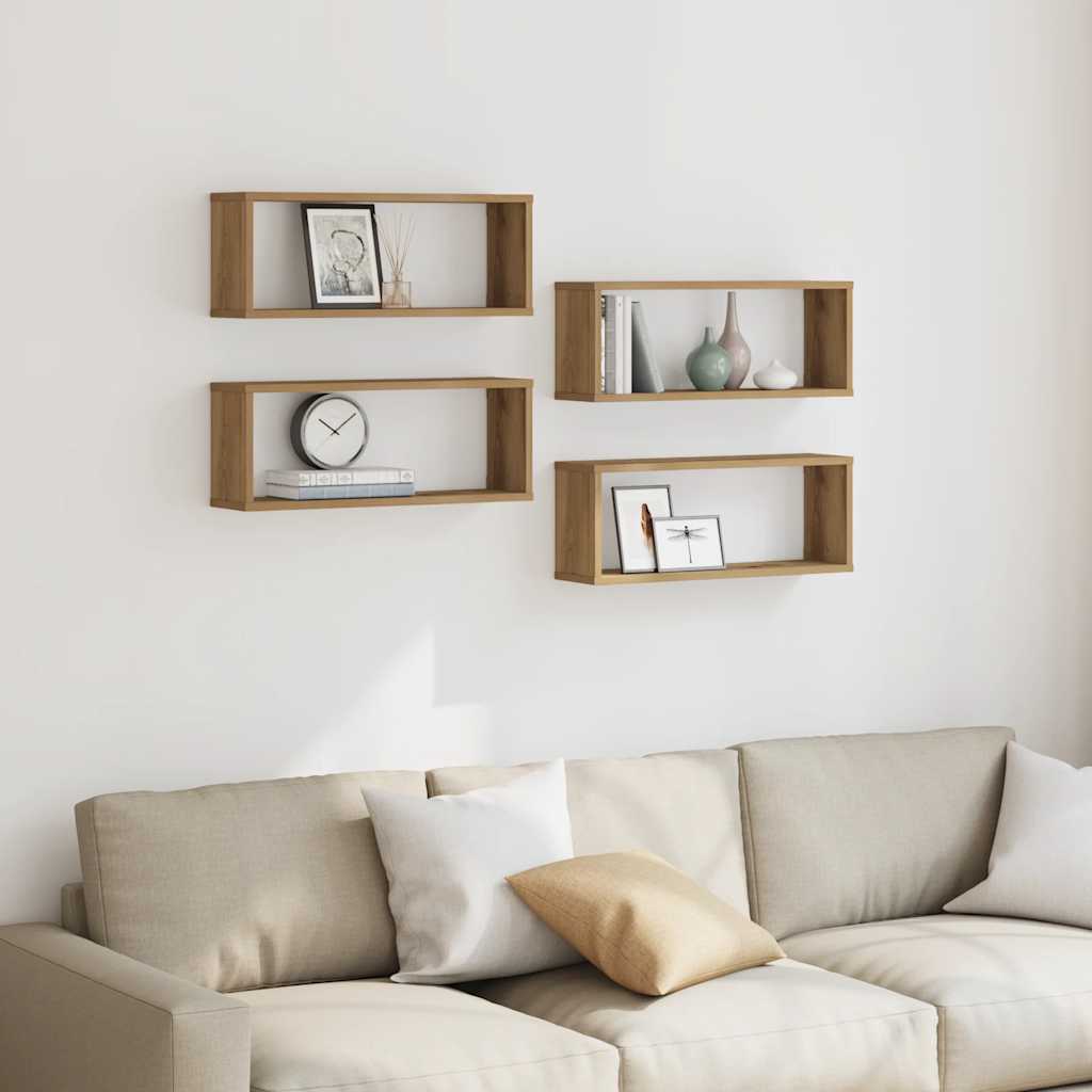 vidaXL Wall Cube Shelves 4 pcs Artisan Oak 60x15x23 cm Engineered Wood