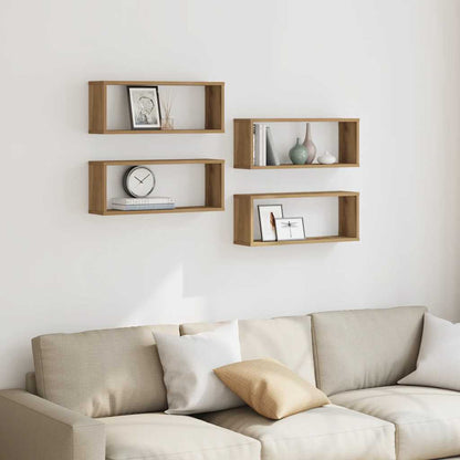 vidaXL Wall Cube Shelves 4 pcs Artisan Oak 60x15x23 cm Engineered Wood