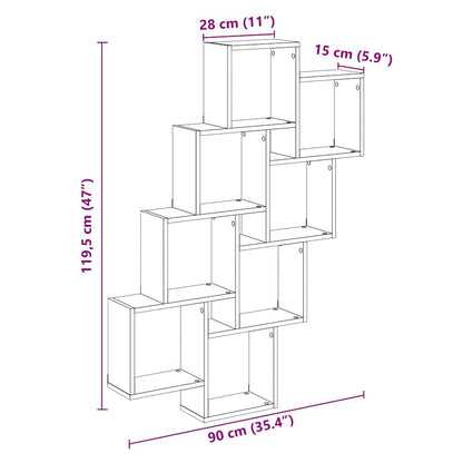 vidaXL Wall Cube Shelf Artisan Oak 90x15x119.5 cm Engineered Wood