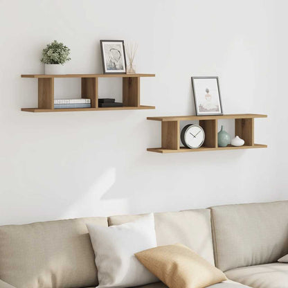 vidaXL Wall Shelves 2 pcs Artisan Oak 75x18x20 cm Engineered Wood