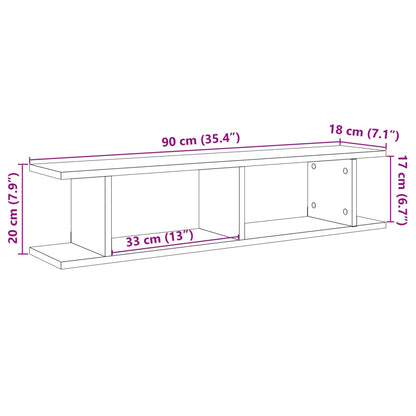 vidaXL Wall Shelves 2 pcs Artisan Oak 90x18x20 cm Engineered Wood