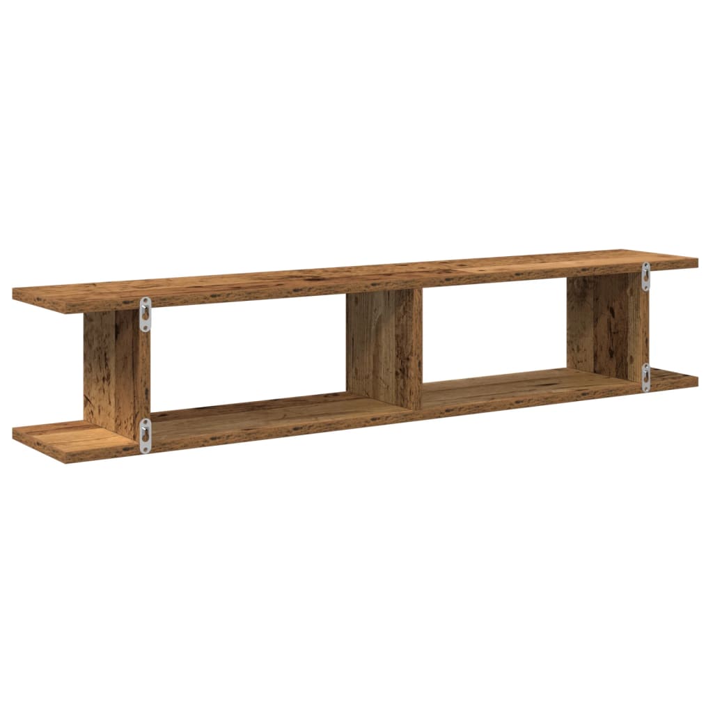 vidaXL Wall Shelves 2 pcs Old Wood 105x18x20 cm Engineered Wood