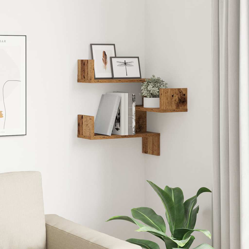 vidaXL Wall Shelf Wall-Mounted Old Wood 40 x 40 x 49.5 cm