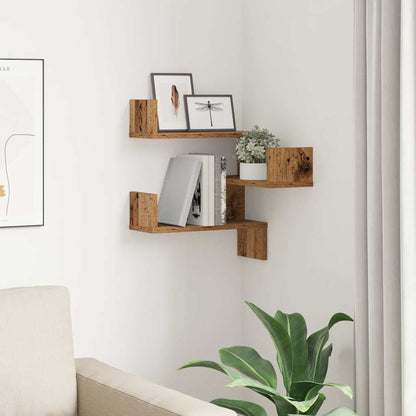 vidaXL Wall Shelf Wall-Mounted Old Wood 40 x 40 x 49.5 cm