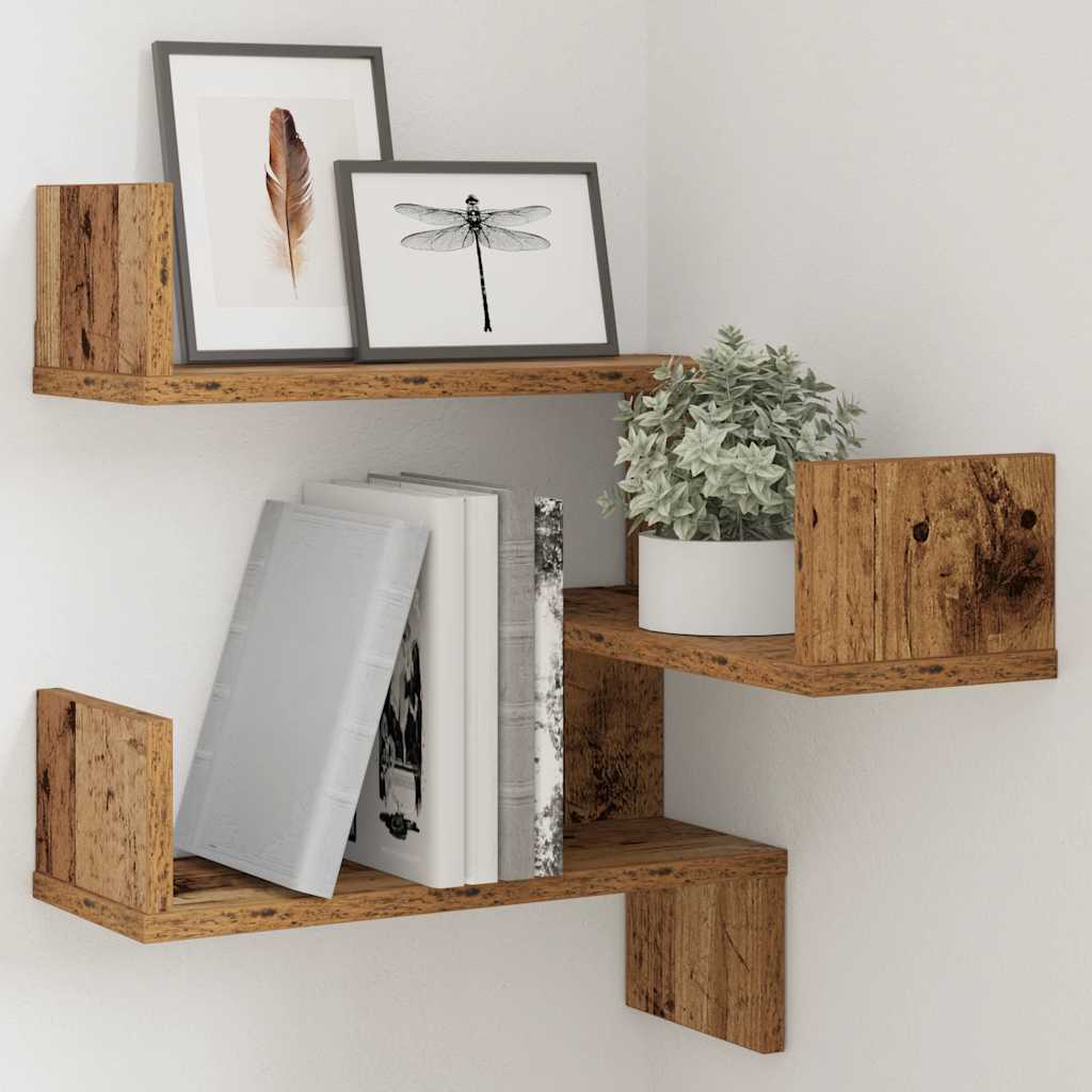 vidaXL Wall Shelf Wall-Mounted Old Wood 40 x 40 x 49.5 cm