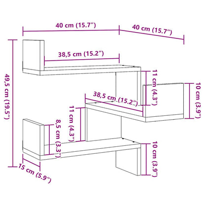 vidaXL Wall Shelf Wall-Mounted Old Wood 40 x 40 x 49.5 cm