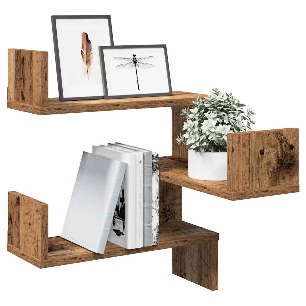 vidaXL Wall Shelf Wall-Mounted Old Wood 40 x 40 x 49.5 cm