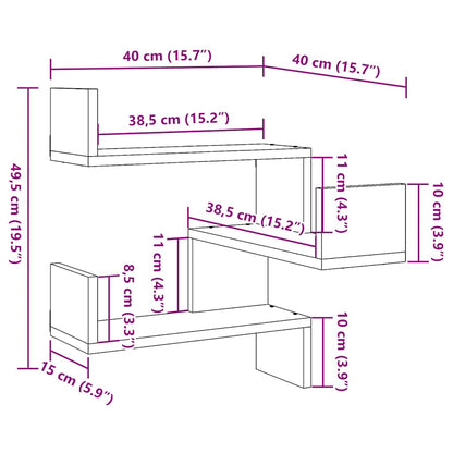 vidaXL Wall Corner Shelves 2 pcs Old Wood 40x40x49.5 cm Engineered Wood