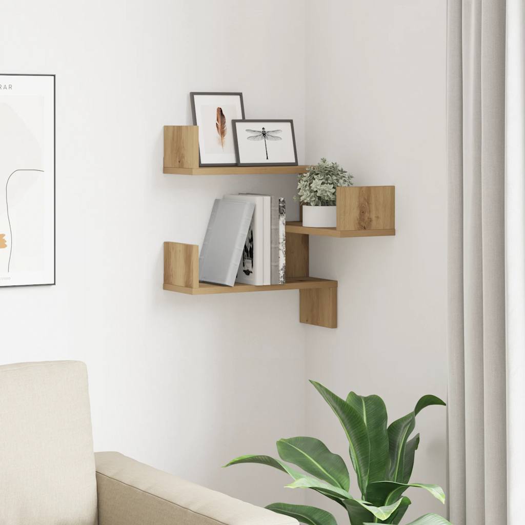 vidaXL Wall Corner Shelf Artisan Oak 40x40x49,5 cm Engineered Wood