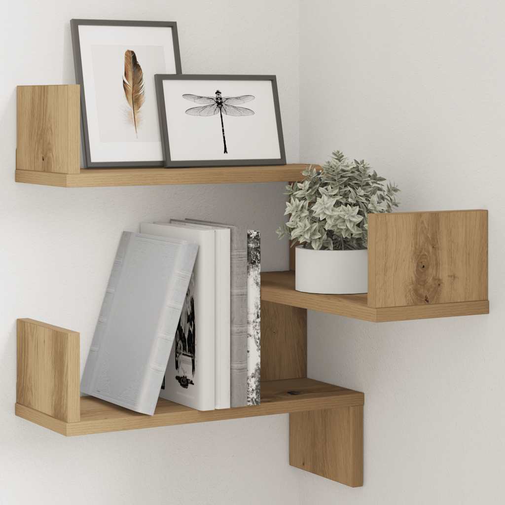 vidaXL Wall Corner Shelf Artisan Oak 40x40x49,5 cm Engineered Wood