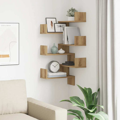 vidaXL Wall Corner Shelves 2 pcs Artisan Oak 40x40x49,5 cm Engineered Wood