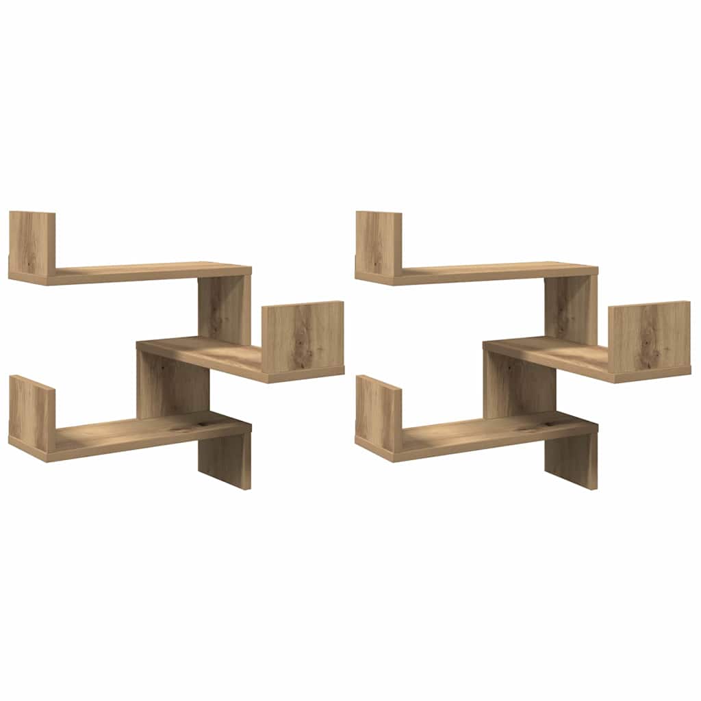 vidaXL Wall Corner Shelves 2 pcs Artisan Oak 40x40x49,5 cm Engineered Wood