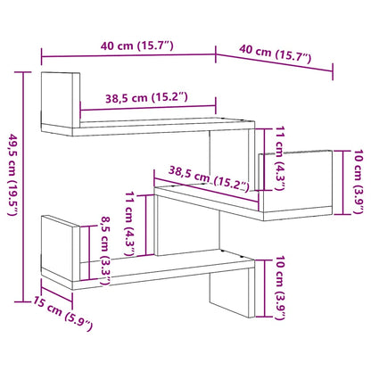 vidaXL Wall Corner Shelves 2 pcs Artisan Oak 40x40x49,5 cm Engineered Wood