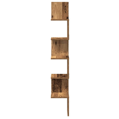 vidaXL Wall Corner Shelf Old Wood 20x20x127,5 cm Engineered Wood