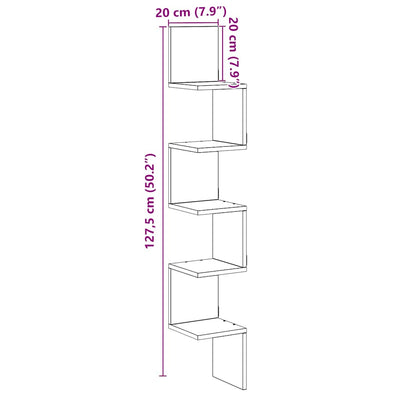 vidaXL Wall Corner Shelf Old Wood 20x20x127,5 cm Engineered Wood