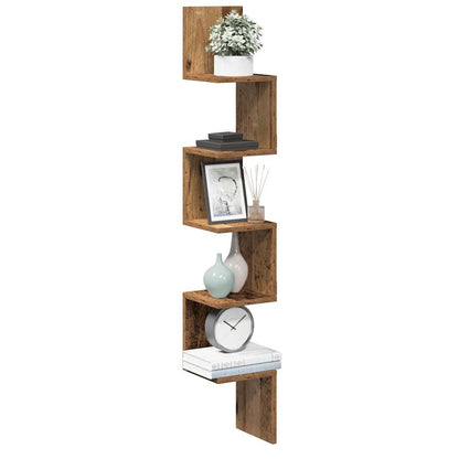 vidaXL Wall Corner Shelf Old Wood 20x20x127,5 cm Engineered Wood