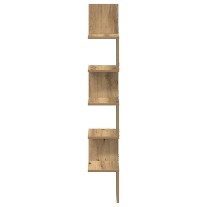vidaXL Wall Corner Shelf Artisan Oak 20x20x127.5 cm Engineered Wood