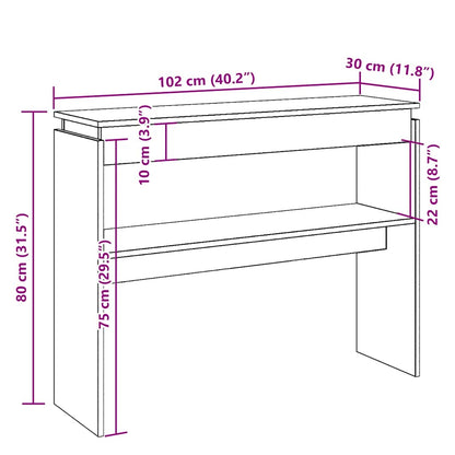 vidaXL Console Table Artisan Oak 102x30x80 cm Engineered Wood