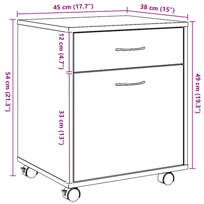 vidaXL Rolling Cabinet Artisan Oak 45x38x54 cm Engineered Wood