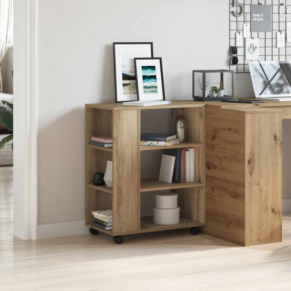 vidaXL Rolling Cabinet Artisan Oak 60x35x75 cm Engineered Wood