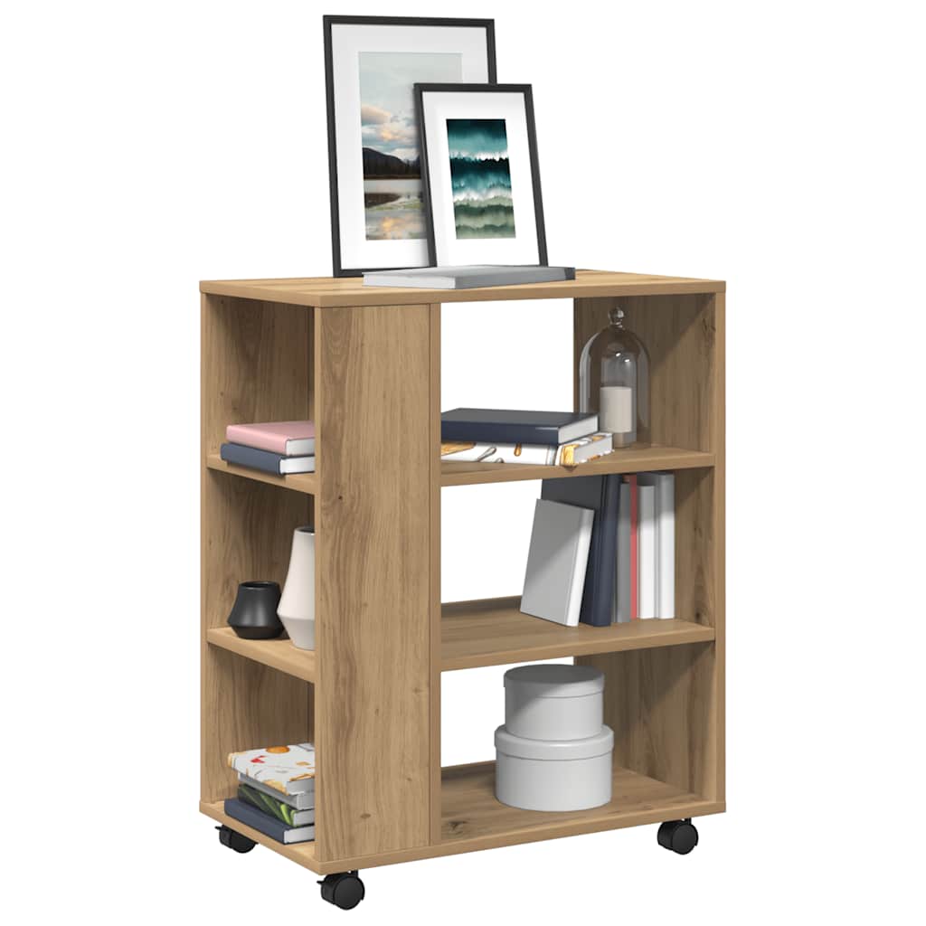 vidaXL Rolling Cabinet Artisan Oak 60x35x75 cm Engineered Wood