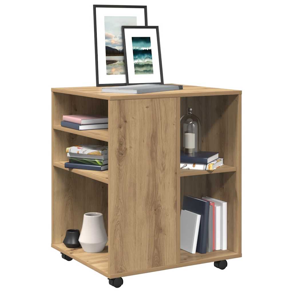 vidaXL Rolling Cabinet Artisan Oak 60x53x72 cm Engineered Wood
