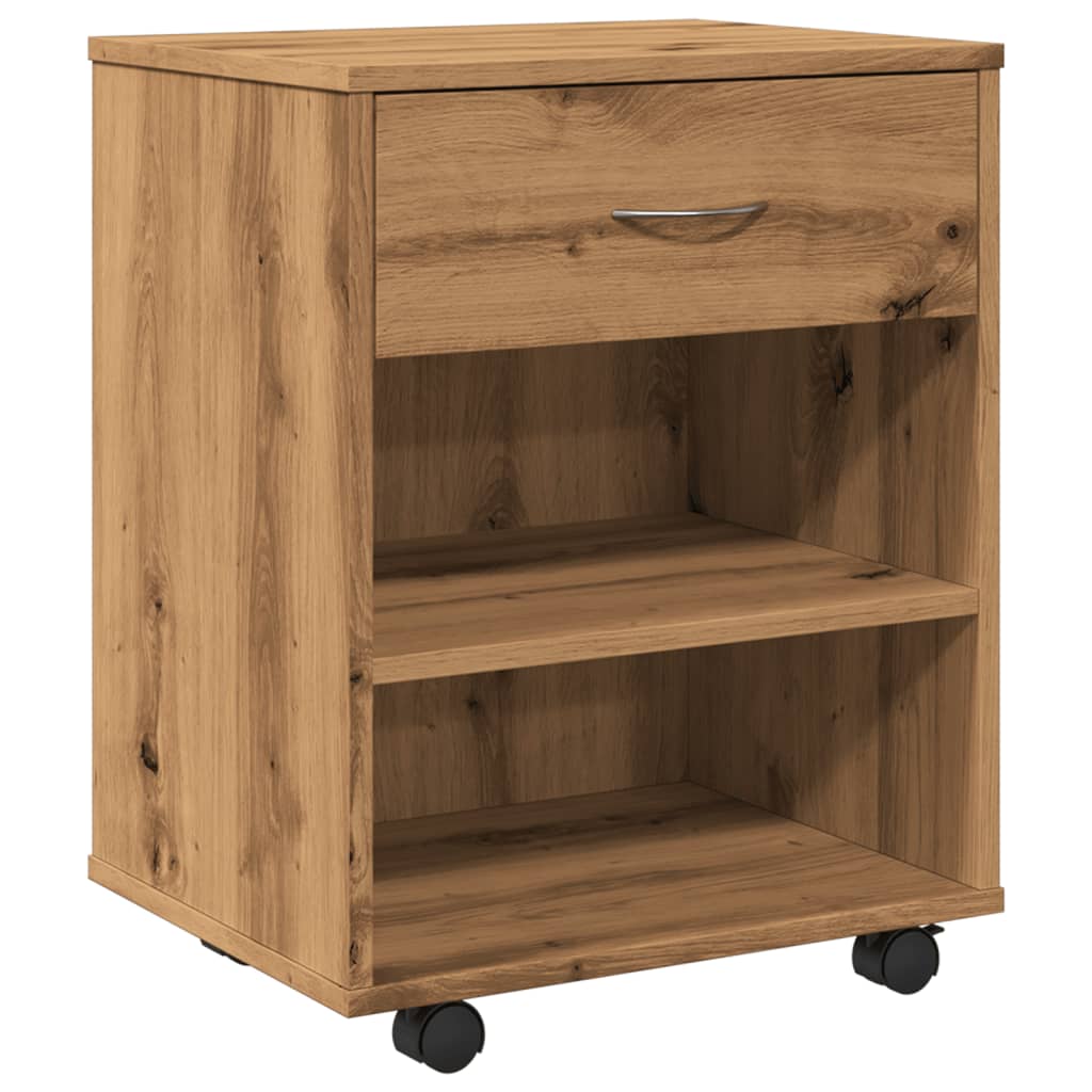 vidaXL Rolling Cabinet Artisan Oak 46x36x59 cm Engineered Wood