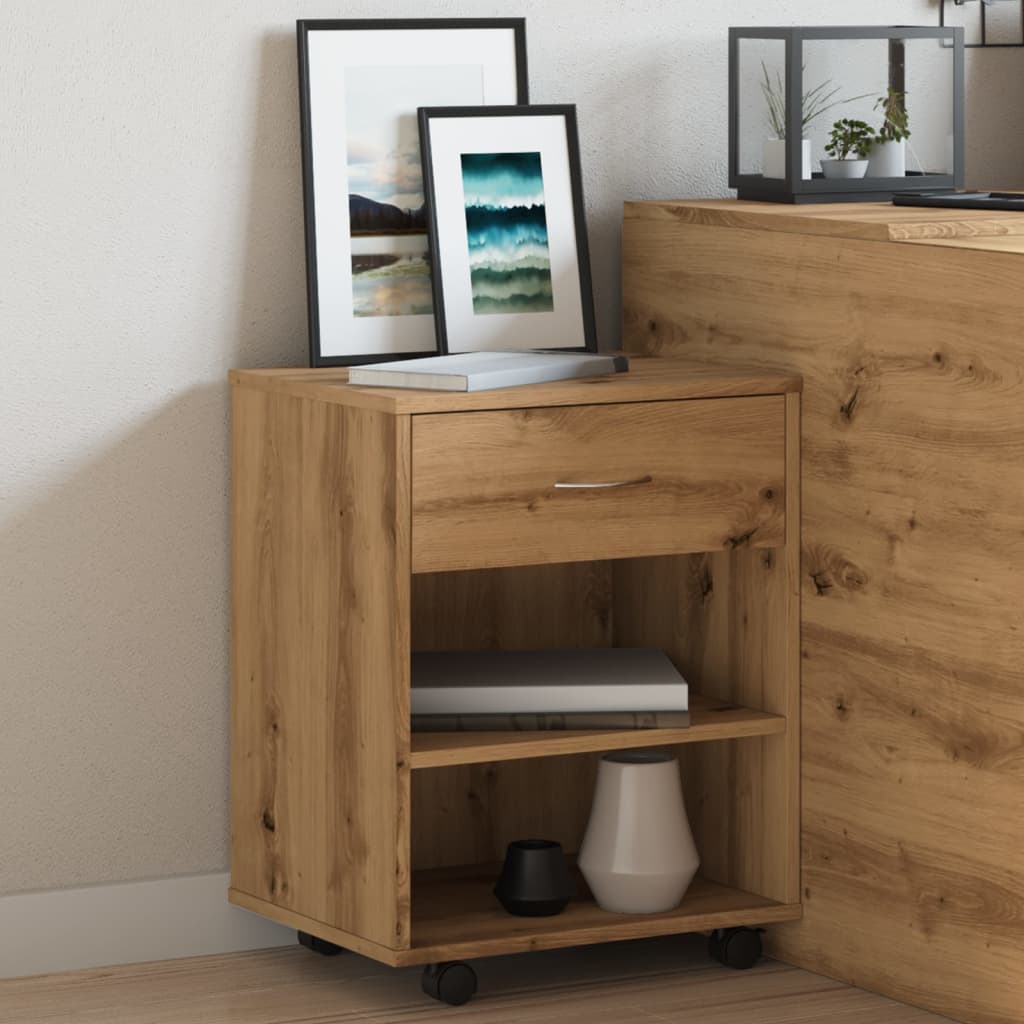 vidaXL Rolling Cabinet Artisan Oak 46x36x59 cm Engineered Wood