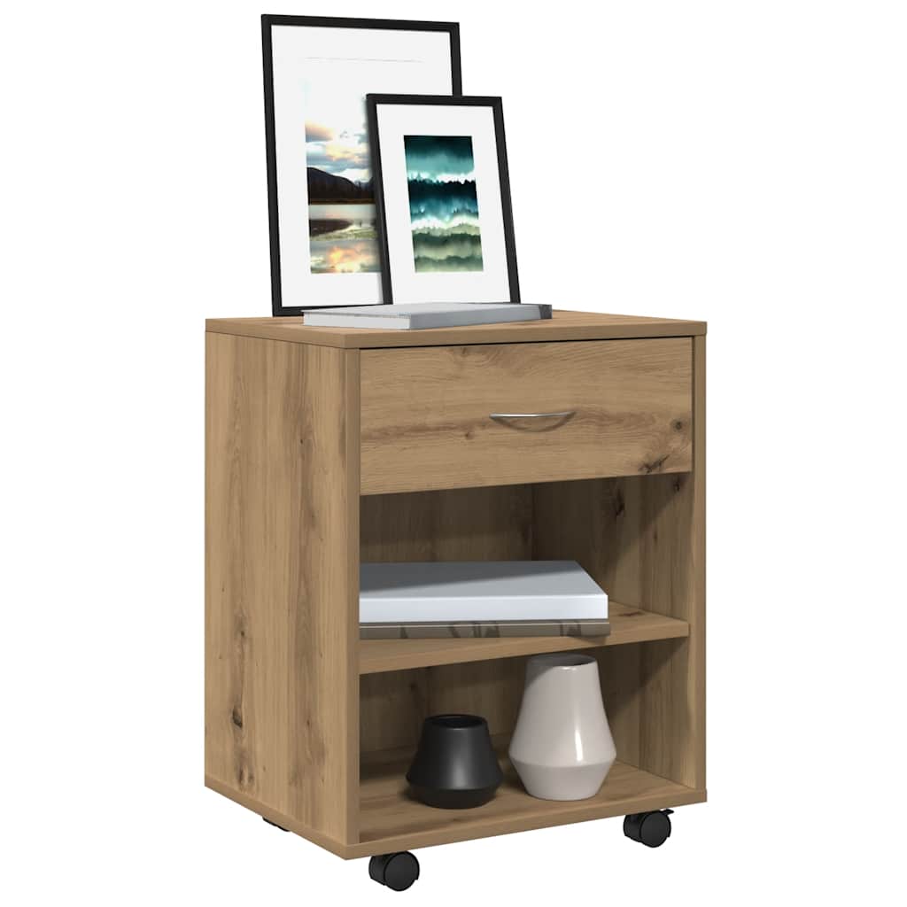 vidaXL Rolling Cabinet Artisan Oak 46x36x59 cm Engineered Wood