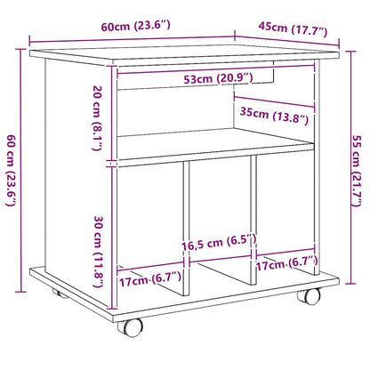 vidaXL Rolling Cabinet Artisan Oak 60x45x60 cm Engineered Wood