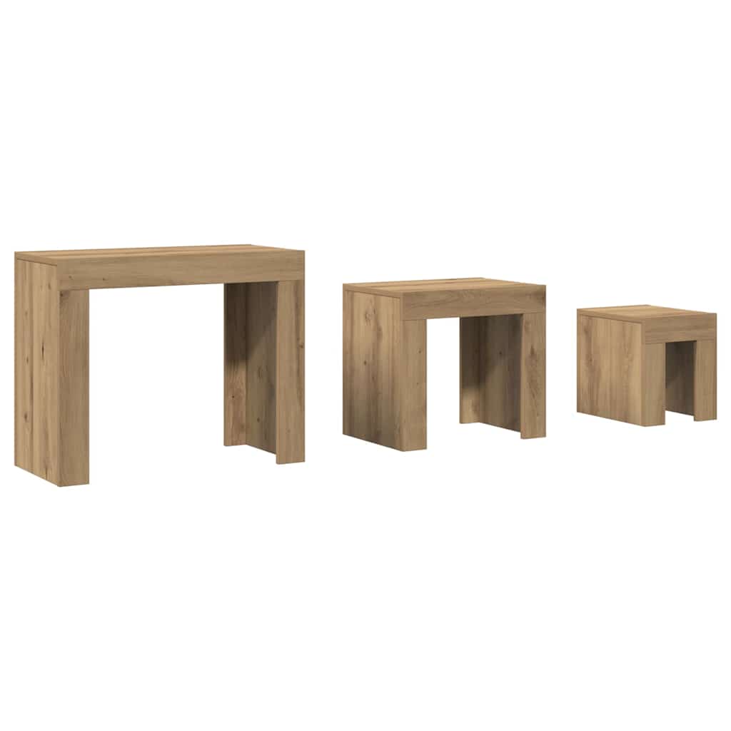 vidaXL Nesting Coffee Tables 3 pcs Artisan Oak Engineered Wood