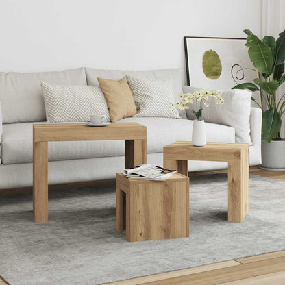 vidaXL Nesting Coffee Tables 3 pcs Artisian Oak Engineered Wood