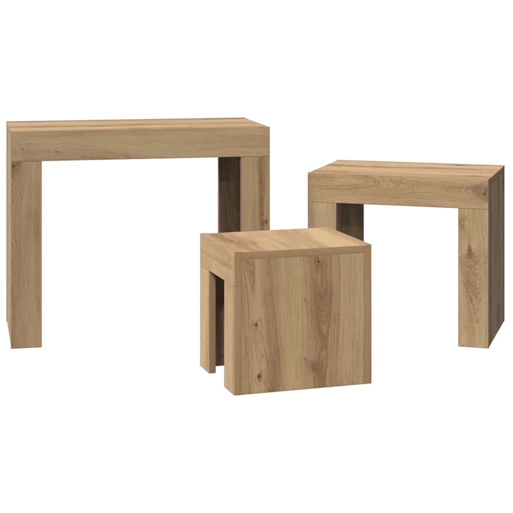 vidaXL Nesting Coffee Tables 3 pcs Artisan Oak Engineered Wood