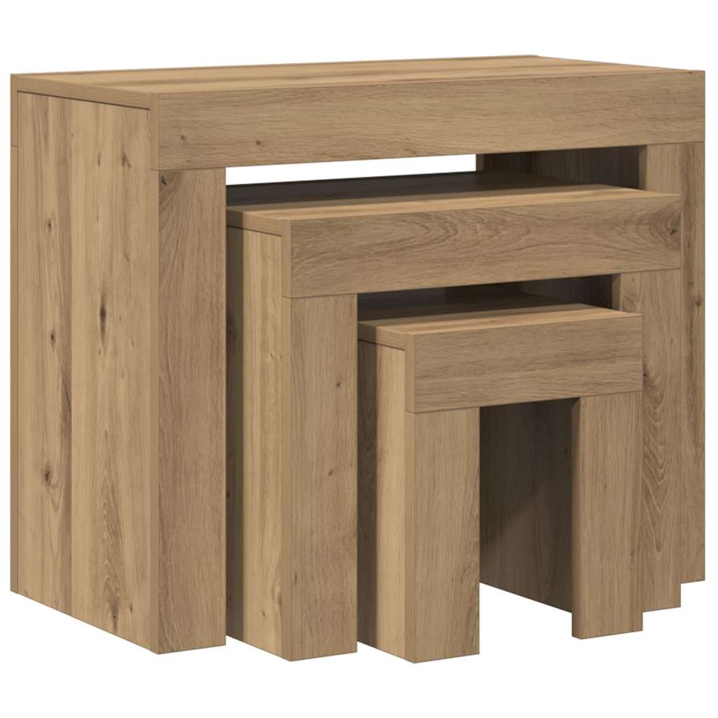 vidaXL Nesting Coffee Tables 3 pcs Artisian Oak Engineered Wood