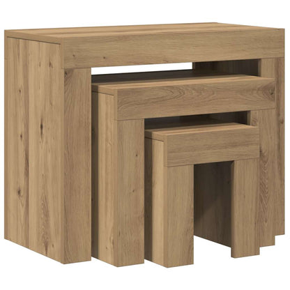 vidaXL Nesting Coffee Tables 3 pcs Artisan Oak Engineered Wood