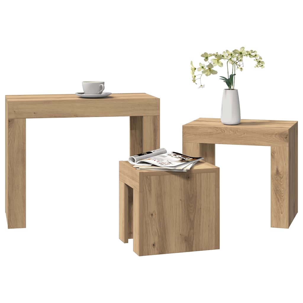 vidaXL Nesting Coffee Tables 3 pcs Artisian Oak Engineered Wood