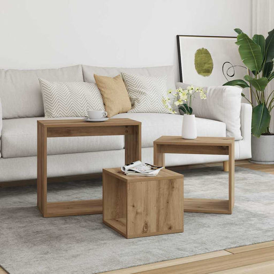 vidaXL Nesting Tables 3 pcs Artisan Oak Engineered Wood