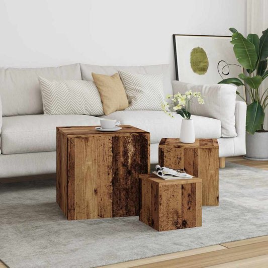vidaXL Side Tables 3 pcs Old Wood Engineered Wood