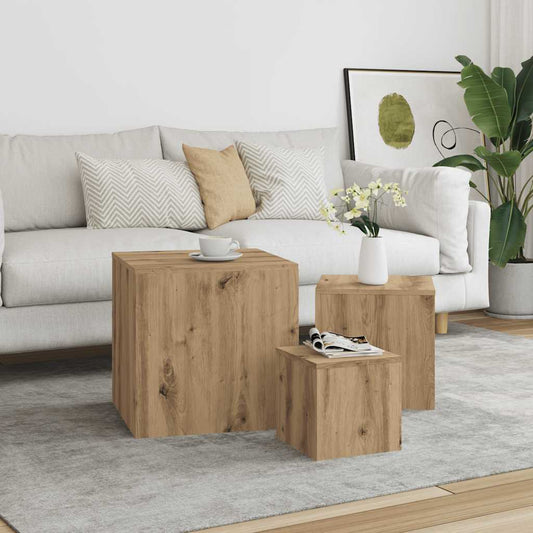vidaXL Side Tables 3 pcs Artisan Oak Engineered Wood