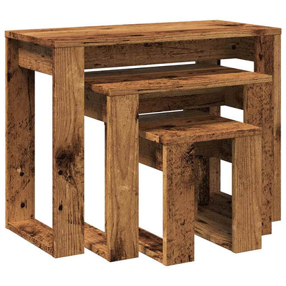 vidaXL Nest of Tables 3 pcs Old Wood Engineered Wood