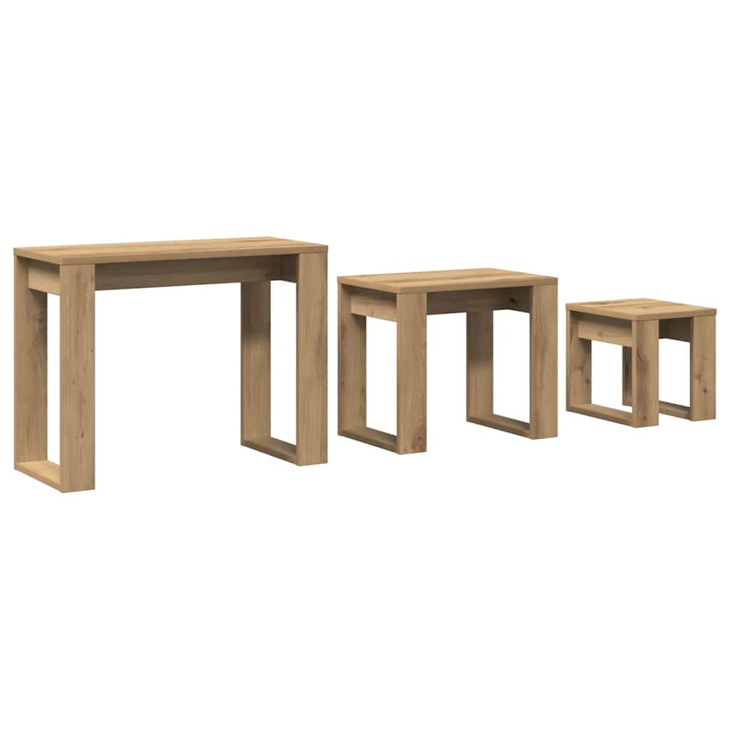 vidaXL Nest of Tables 3 pcs Artisan Oak Engineered Wood